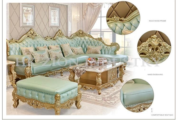 High Quality Modern Royal Palace Furniture European Style Home Furniture Living Room Sofa Sectional Sofa Living Room Furniture Gold Frame Sofa