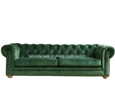 Living Room Furniture European Style Luxury Modern Classic Button Tufted Nailhead Trim Velvet Chesterfield Sofa