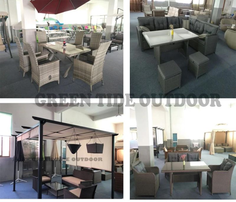 Outdoor Rattan Sofa Furniture Round Garden Patio Set 4PCS