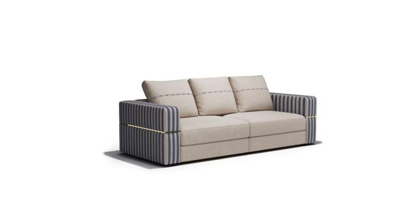 Italian Modern High Quality Stainless Steel Fabric Genuine Nubuck Leather Fabric Living Room Sofa Ls013
