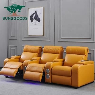 Hot Selling Genuine Leather Couches Cinema Recliner, USB Electric Recliner Massage, Home Theatre Recliner Sofa