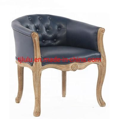 Antique Louis Vintage Dining Room Fabric Upholstered Wooden Sofa Chairs for Cafe Shop Restaurant Wedding Rental PU Leather Wood French Armchair