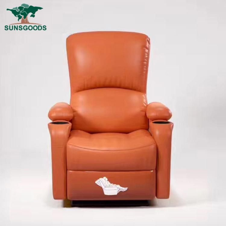 Luxurious Leather Home Theater Movie Seats Sofa Chair Orange Colour