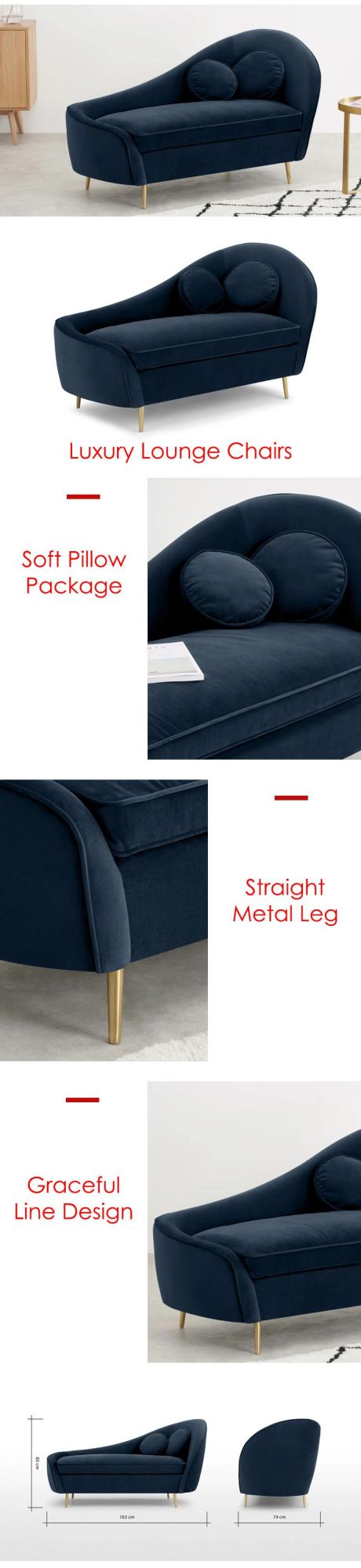 Modern and Simple Double Lounge Chair Bedroom Furniture Sofa