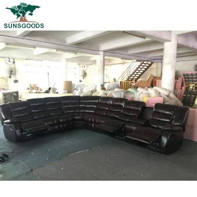 European Modern Leisure Living Room Home Furniture Wooden Sectional Genuine Leather Sofa Couch Set