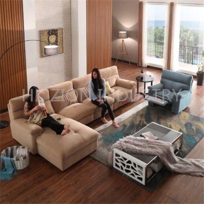 Modern Furniture Living Room Furniture Sets Recliner Sofa L Shape Home Furniture Sofa Set Solid Wood Frame Fabric Sofa