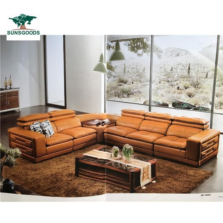 New Design Genuine Leather L Shape Sofa Set Style and Pictures