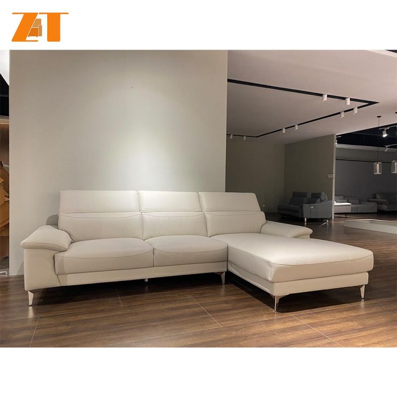 Chinese Modern Soft Furniture L Shape Sofa Modern Extra Comfort 4 Seater Leather Sofa (21052)