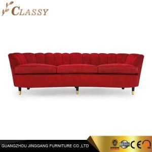 Hotel General Use Leisure Sofa Red Velvet Sofa with Steel Frame