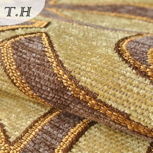 Seven Colors Strip Pattern Chenille Jacquard Sofa Fabric