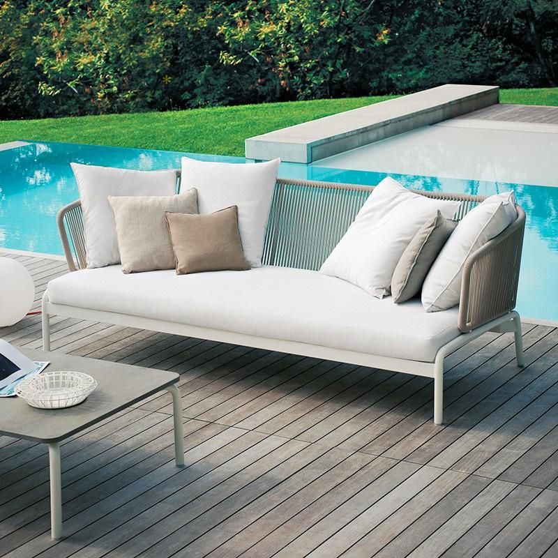 Nordic Hotel Leisure Outdoor Furniture Corner Sofa Set 1 2 3 Seater Rope Garden Sofa