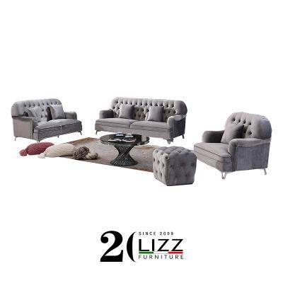 Modern European Home Furniture Set Leisure Sectional Velvet Fabric Sofa