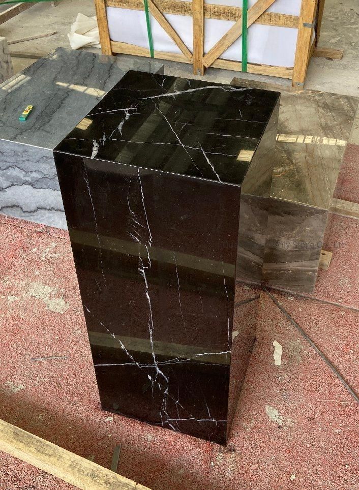 China Factory Wholesale Natural Stone Black Nero Marquina Marble Plinth Coffee Table