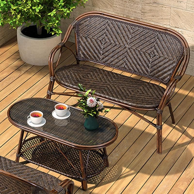 Waterproof Outdoor Contemporary Hotel PE Rattan Patio Sofa with Tea Table