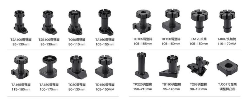 Tk130 Dowelled 80-130mm Adjustable Kitchen Furniture Leg in PP