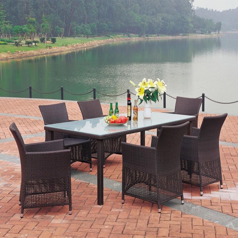 Furniture Manufacturer Cheap 8 PCS Outdoor Patio Garden Black Rattan Wicker Sofa with Coffee Table Bistro Set