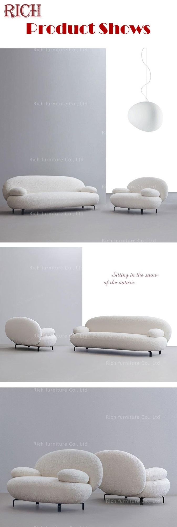 Modern Fabric Sofa Lambskin Teddy Fabric Couch White Sherpa Sofa