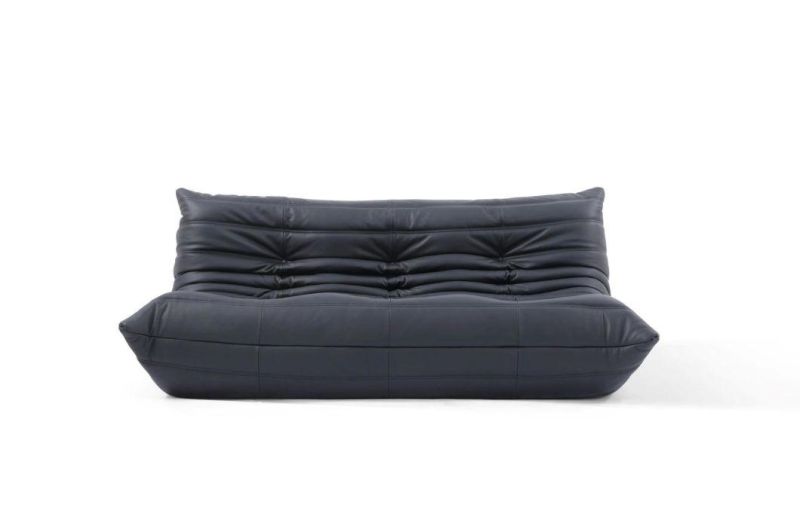 Black Leather Togo Sofa 3 Seat
