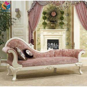 Royal Classical Living Room Wooden Sofa Set with Lounge Chaise