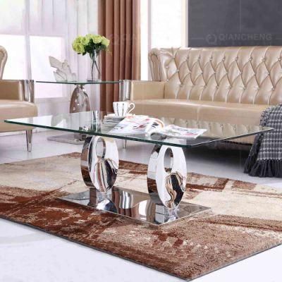 Tempered Glass Diamond Designer Live Edge Sofa Coffee Table