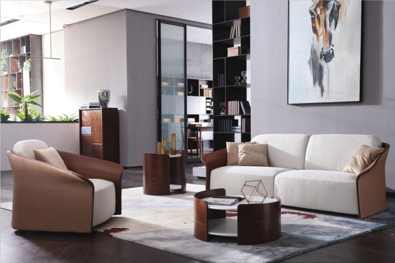 Wing Back Leather Fabric Modern Living Room Furniture Sofa