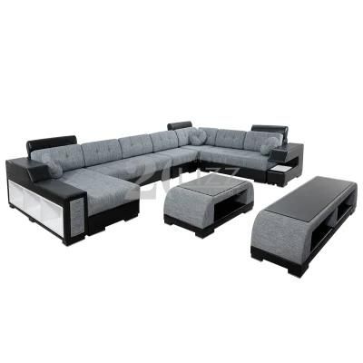 Sectional Furniture Corner U Shape Leather Sofa with TV Stand