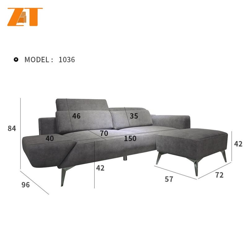 Modern Living Room Couch Furniture Two Seater Fabric Sofa Set with Metal Legs Backrest 2 Pillows