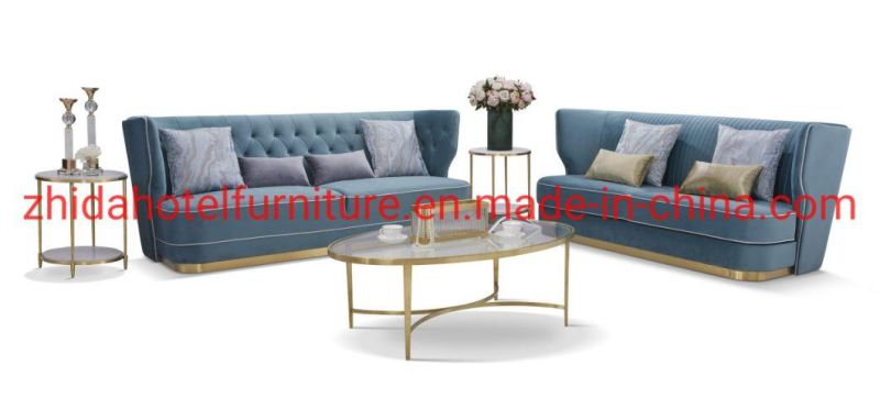 Modern Luxury Hotel Lobby High Back Button Fabric Sofa