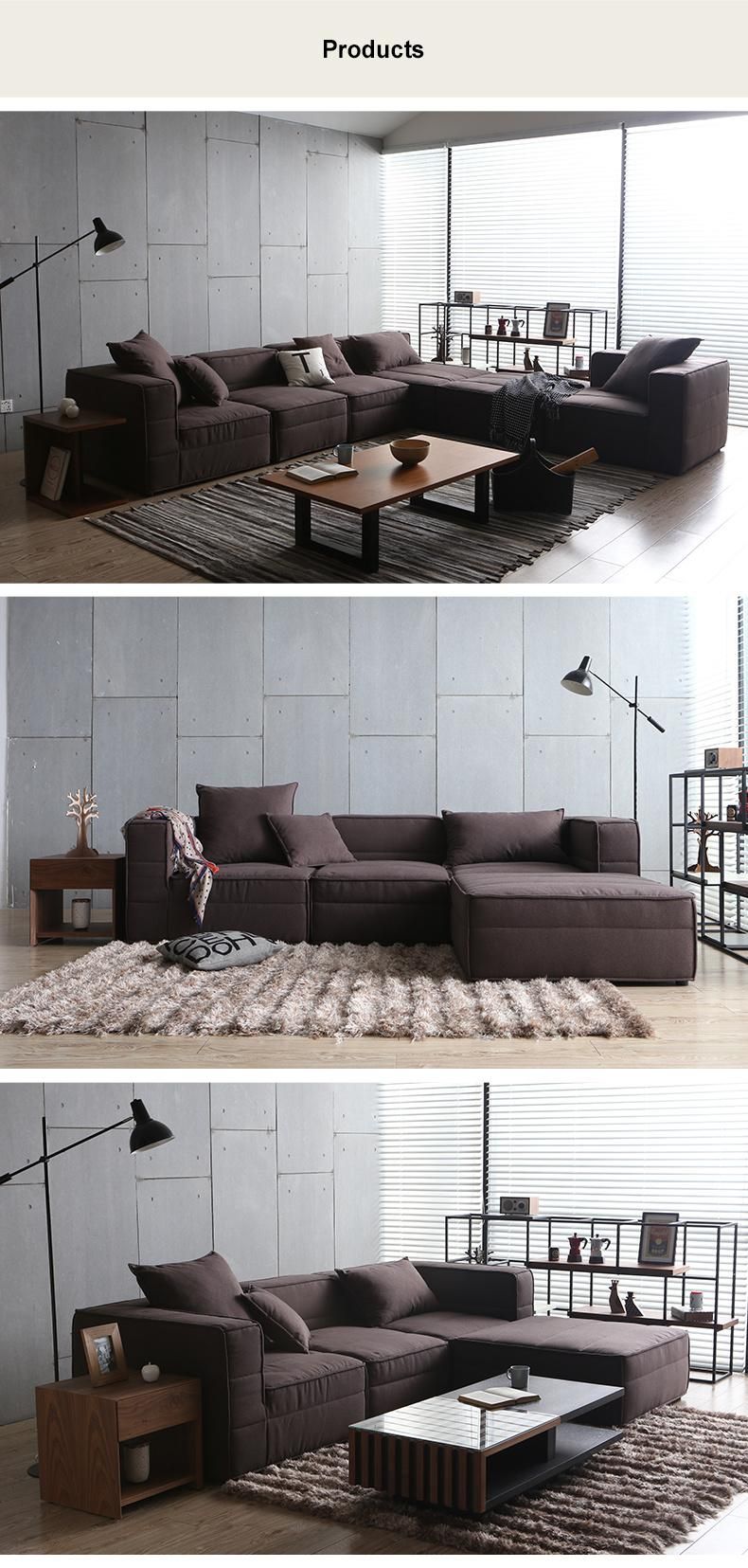 Good Service Wood with Armrest Living Room Fabric Luxury Couch Corner Sofa