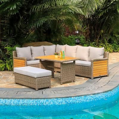 All Weather Modern Top Quality Rattan Corner Sofa with Table Outdoor Garden Patio Wicker Furniture