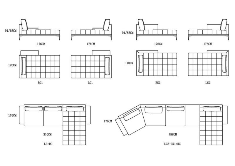 Zhida Wholesale Italian Style Modern Sectional Sofa Set Home Furniture Living Room U Shape Leather Armrest Modular Fabric Sofa