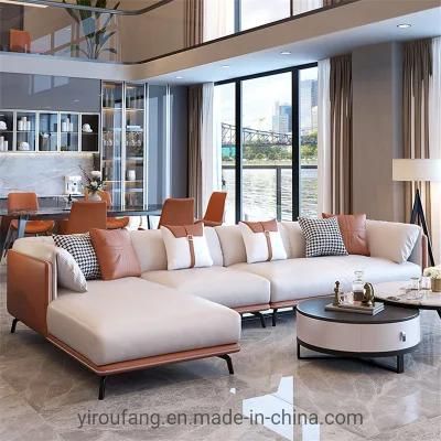 Customized Leather Wooden Frame Combination Sofa Nordic
