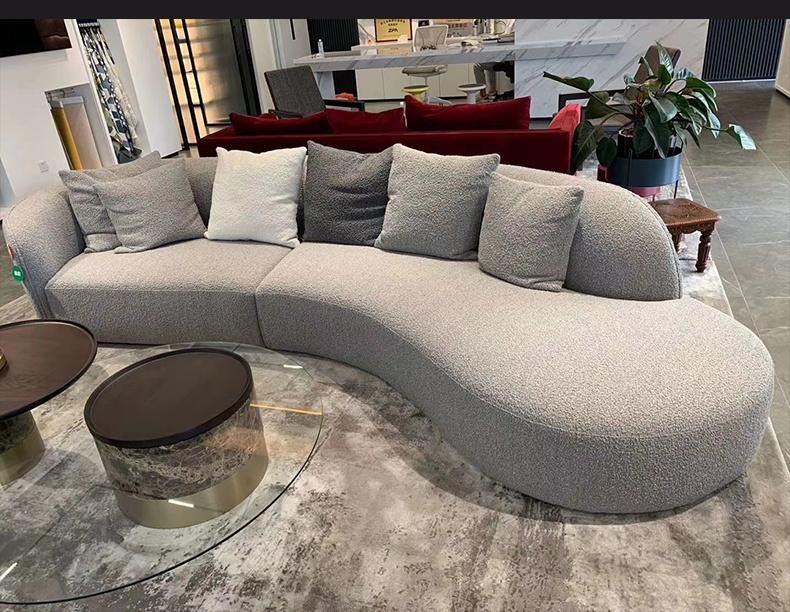 Factory Supply Wool Fleece Fabric Luxury Arc-Shaped Sofa