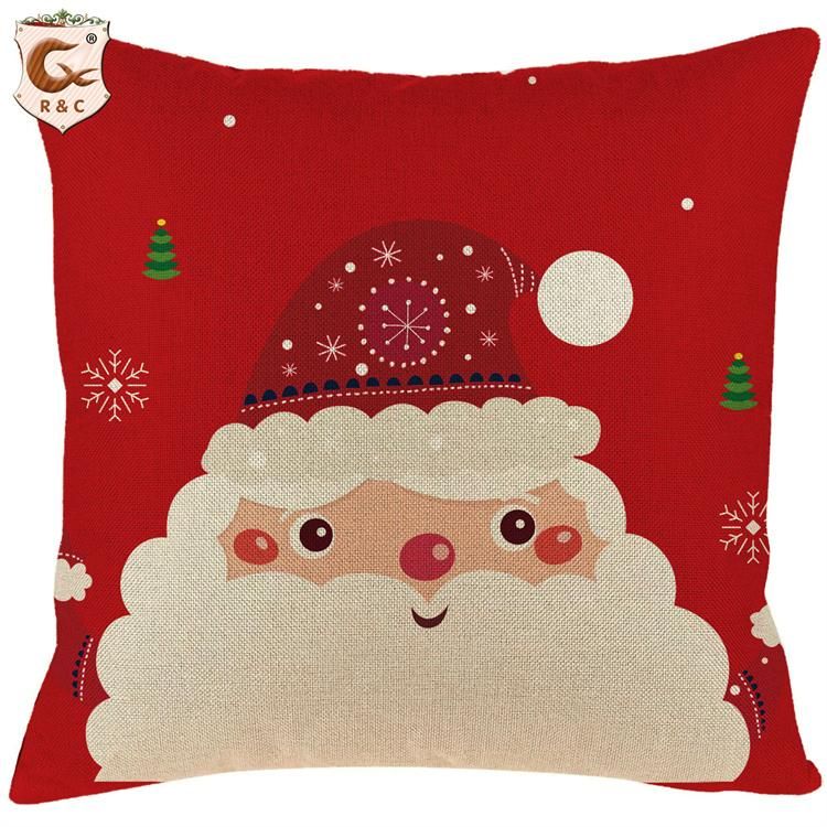 Merry Christmas Pillowcases Santa Claus Cute Printed Pillow Case Sofa Cushion Cover Cases Christmas Decoration for Home 45X45cm