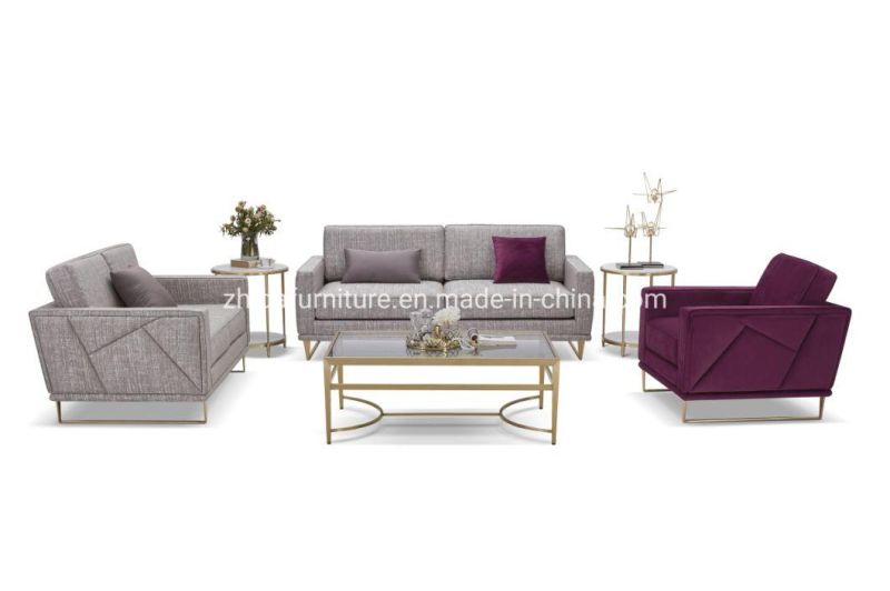 Comtemporary Luxury Home Living Room Fabric Furniture Metal Sofa Set