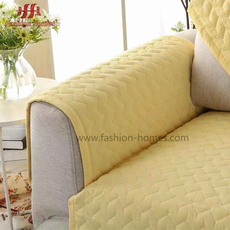 Microfiber Zigzag and DOT Pattern Solid Embroidered Sofa Cover