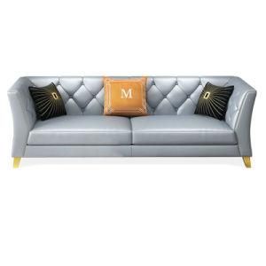 New Arrival Modern Stainless Steel Frame Loveseat Leather Sofa (L02)