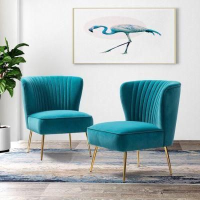 Velvet Single Sofa Armless Set of 2 Comfy Living Room Chair Slipper Chair MID Century Side Chair