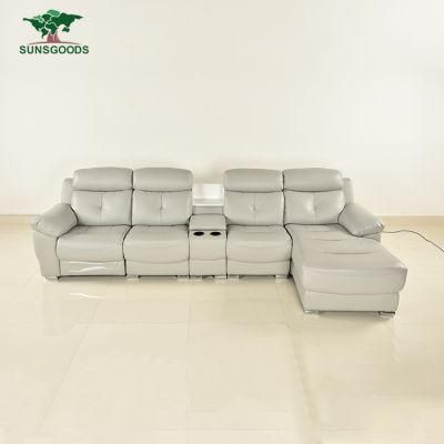 Chinese Top Grain Hafl Leather Home Movie Theater Cinema Manual Recliner Sofa Home Furniture