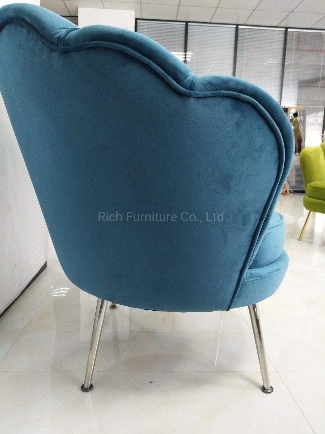 Wholesale Home Decor Furniture Armchair Stainless Steel Legs Dark Grey Velvet Shell Sofa for Hotel Salon Event Living Room Usage