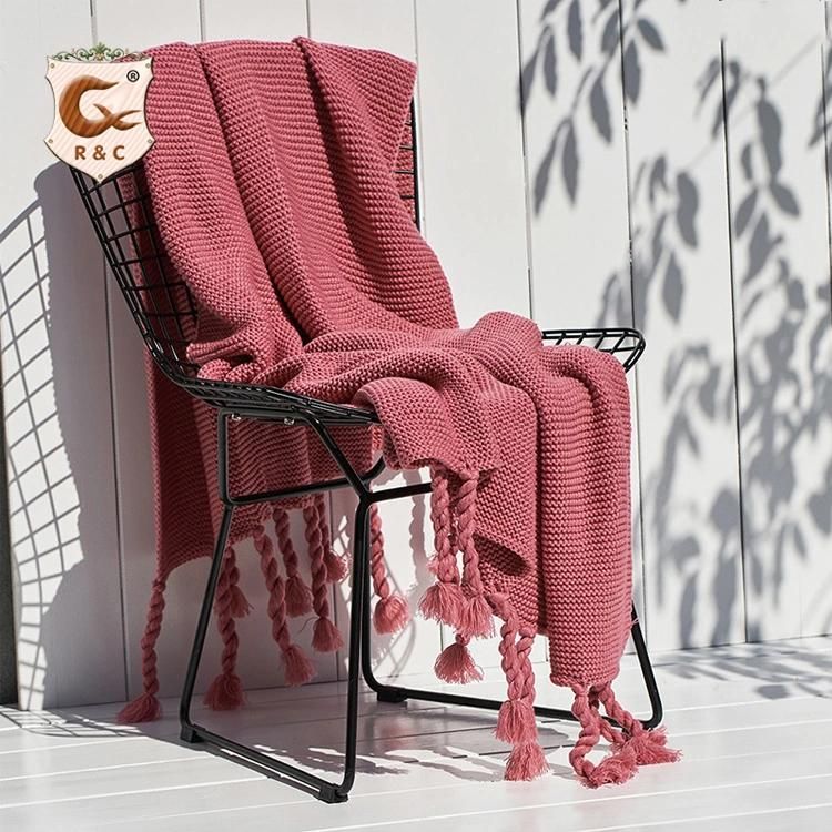 Knitted Wool Throw Blanket for Beds with Tassel Chunky Knit Blankets Sofa Plaid Christmas Decoration for Home