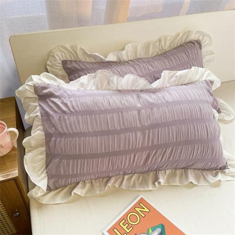 Pillow Case Ins Girl Princess Style Small Fresh and Lovely Solid Color Single Korean Lace Dormitory Pillowcase