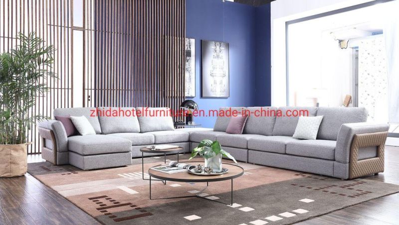 Modern L Shape Restaurant Lobby Fabric Living Room Furniture Sofa