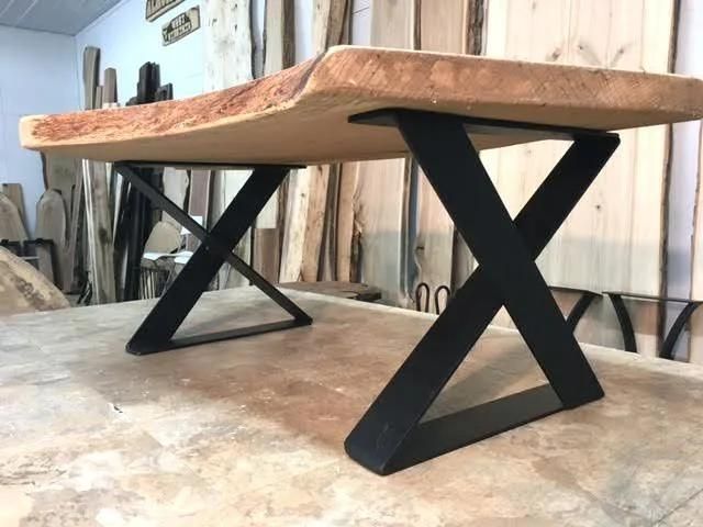 Adjustable X Shape Black Feet Metal Table Legs