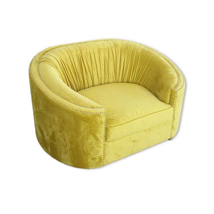 Factory Custom Furnitures Living Room Furniture Single Seater Sofa with Gold Stainless Steel Base
