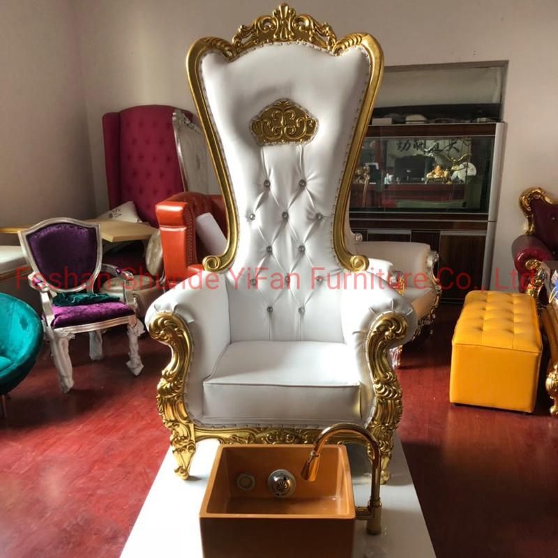 Hotel Lobby Furniture Wood Carved High Back Wedding Sofa Chairs in Optional Color for KTV furniture and Wedding Furniture