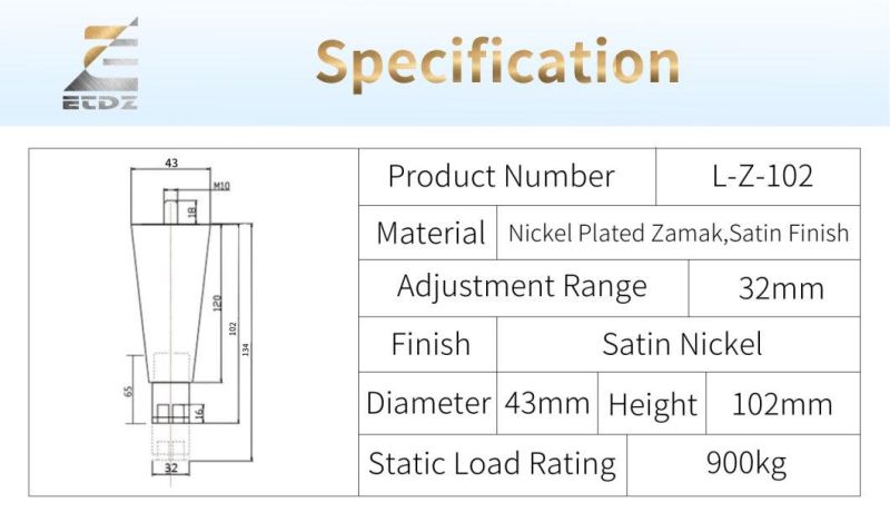 Kitchen Part Zamak Table Equipment Adjustable Leg L-Z-102 Kitchen Adjustable Leg