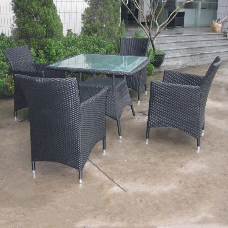 Furniture Manufacturer Cheap 8 PCS Outdoor Patio Garden Black Rattan Wicker Sofa with Coffee Table Bistro Set