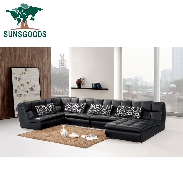 L Shape Best Modular Sectional Sofa Top Grain Leather Sofa for Sale