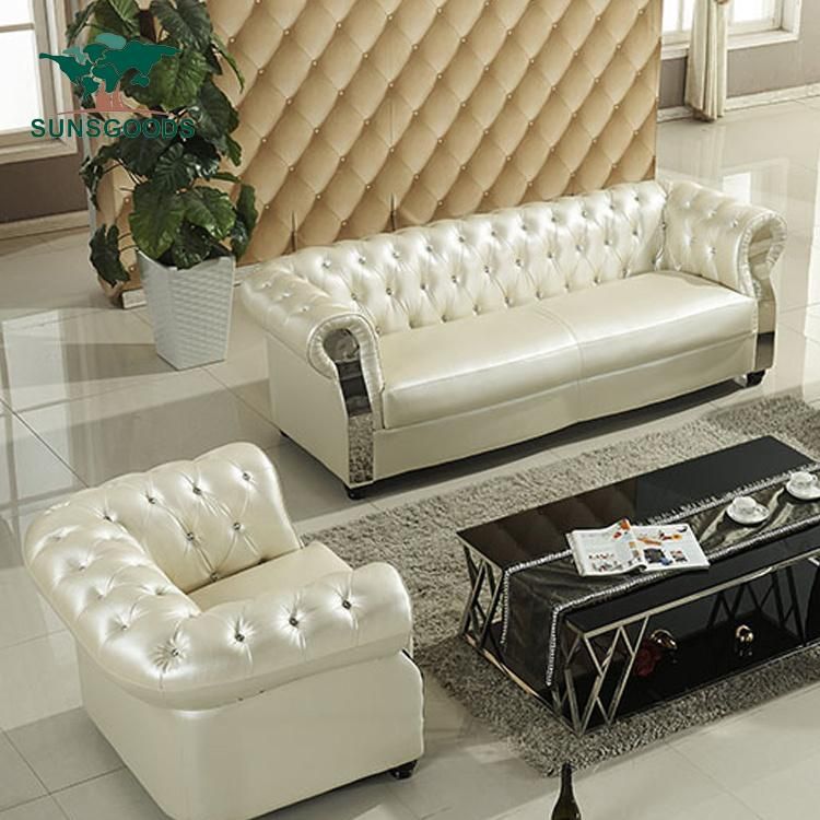 High Quality Classic Large Size Living Room Leather and Fabric Sofa